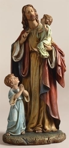 Statue Jesus & Children 10 inch Resin Painted