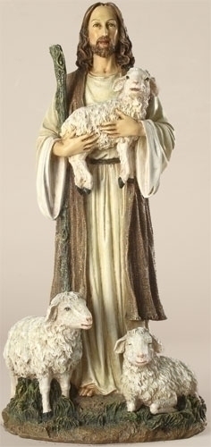 Statue Jesus Good Shepherd 12 inch Resin Painted