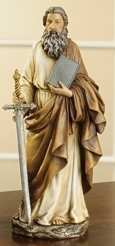 Statue St. Paul Apostle 10.5 inch Resin Painted
