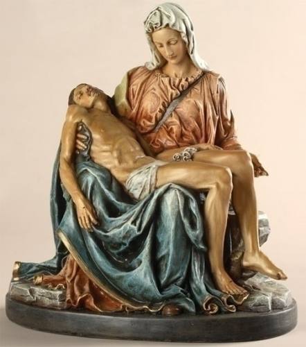Statue Mary Pieta Sorrowful Mother 10 inch Resin Painted