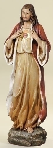 Statue Jesus Sacred Heart 13.75 inch Resin Painted