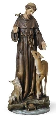 Statue St. Francis Assisi 13.75 inch Resin Painted