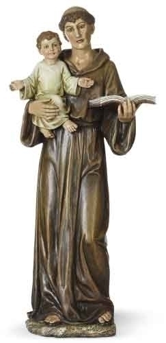 Statue St. Anthony Padua 14.5 inch Resin Painted