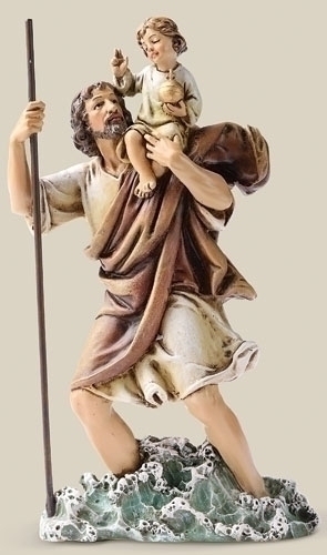 Statue St. Christopher 6.25 inch Resin Painted